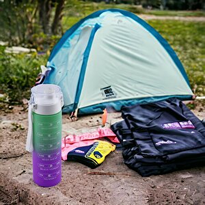 Çift Renk Motivasyon Matarası Pipetsiz Çocuk Sporcu Su Şişesi 800 Ml Sızdırmaz Suluk 800 Cc
