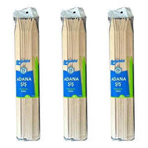 Dolphin Bambu Ahşap Adana Çöp Şiş - Boy : 35 Cm. / En : 2 Cm. - 25 Adetlik 3 Paket