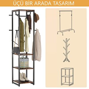 Tasarım Askılıklı Ceviz Raflı Portmanto