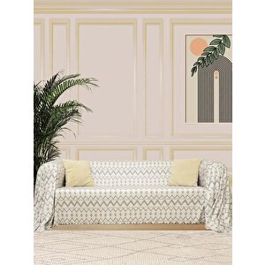 Softmicro İskandinav Desenli 180x300 Cm Koltuk Örtüsü Şalı, Kanepe Örtüsü, Tv Battaniyesi Gri
