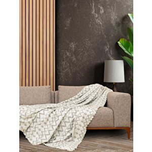 Softmicro İskandinav Desenli 180x300 Cm Koltuk Örtüsü Şalı, Kanepe Örtüsü, Tv Battaniyesi Gri