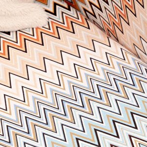 Softmicro Missoni Zikzak Desenli 130x180 Cm Koltuk Örtüsü Şal, Kanepe Örtüsü, Tv Battaniyesi Çok Renkli