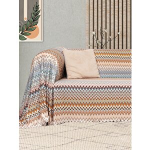 Softmicro Missoni Zikzak Desenli 130x180 Cm Koltuk Örtüsü Şal, Kanepe Örtüsü, Tv Battaniyesi Çok Renkli