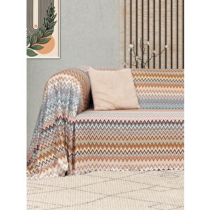 Softmicro Missoni Zikzak Desenli 180x300 Cm Koltuk Örtüsü Şalı, Kanepe Örtüsü, Tv Battaniyesi Çok Renkli