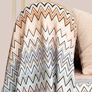 Softmicro Missoni Zikzak Desenli 180x300 Cm Koltuk Örtüsü Şalı, Kanepe Örtüsü, Tv Battaniyesi Çok Renkli