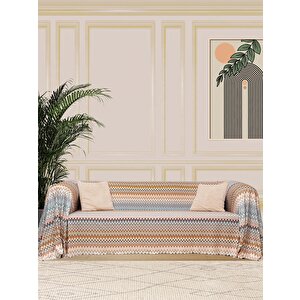 Softmicro Missoni Zikzak Desenli 180x300 Cm Koltuk Örtüsü Şalı, Kanepe Örtüsü, Tv Battaniyesi Çok Renkli