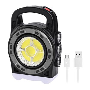 20 Watt Cob Ledli 3 Kademeli Şarj Edilebilir Usb Çıkışlı Solar Lamba