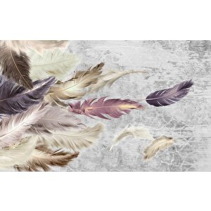 Kuş Tüyü Temalı 3d Dekoratif Tekstil Kumaş Duvar Kağıdı 120x80 cm