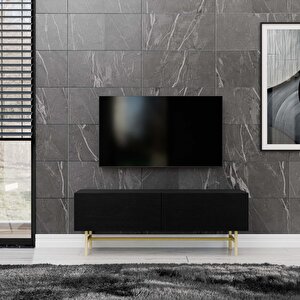 4020 Verde 138 Cm Gold Metal Ayaklı Tv Üni̇tesi̇ Si̇yah