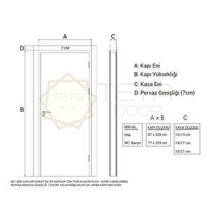 Teta Home Amanos Amerikan Panel Kapı 87x203 Cm Oda Kapısı Beyaz