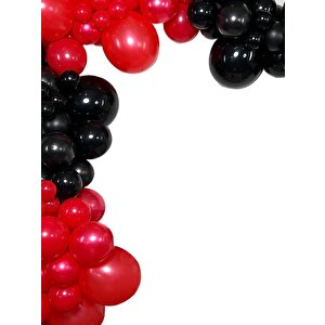 Kırmızı Siyah Balon Zincir Seti Doğum Günü Parti Seti