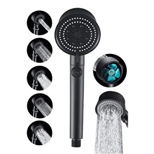 Turbo Fan Pervaneli 5 Fonksiyonlu Start - Stop Su Tasarruflu Duş Başlığı Pervaneli El Duşu