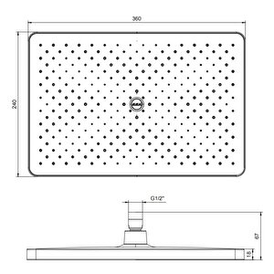 Eca Tiera Plus Banyo Dikdörtgen Duş Başlığı Mat Siyah Renkli 36x24 102145067c1