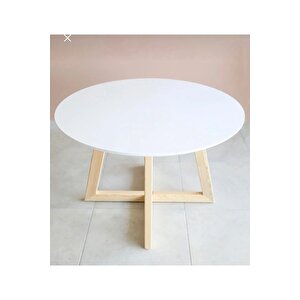 90 Cm Yemek Masası Yuvarlak Beyaz Ahşap Model Mutfak Ofis Masası Çalışma Masası Balkon Özel Tasarım
