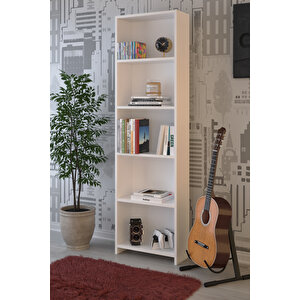 Abete-5 Raflı Kitaplık / Beyaz