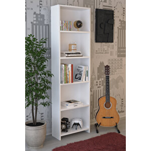 Abete-5 Raflı Kitaplık / Beyaz