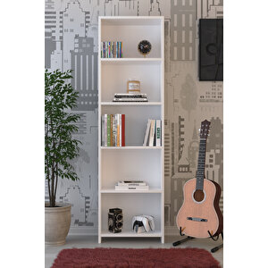 Abete-5 Raflı Kitaplık / Beyaz