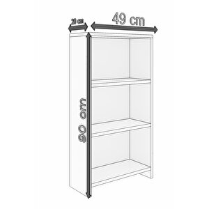 Abete-3 Raflı Kitaplık / Beyaz