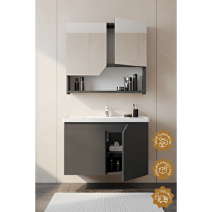 Napoli 80 Cm Mdf Banyo Dolabı Seti Antrasit