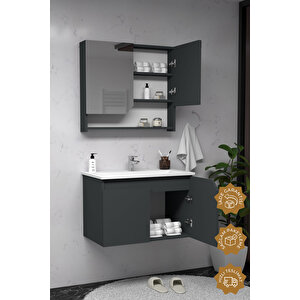 Napoli 80 Cm Mdf Banyo Dolabı Seti Antrasit