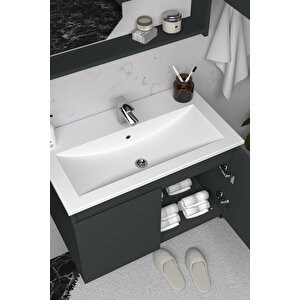 Napoli 80 Cm Mdf Banyo Dolabı Seti Antrasit