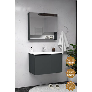 Napoli 65 Cm Mdf Banyo Dolabı Seti Antrasit
