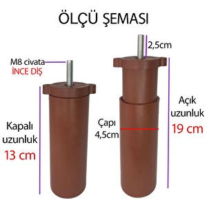 Serdivan 6'lı Set Mobilya Ünite Çekyat Koltuk Kanepe Ayarlı M8 Destek Ayağı 15 Cm Ceviz Renk Baza Ayak