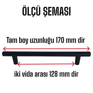 Boy Kulp Mat Siyah 128 Mm Kulp Mobilya Mutfak Dolabı Çekmece Dolap Kapak Kulpu Kulbu Metal Kulpları