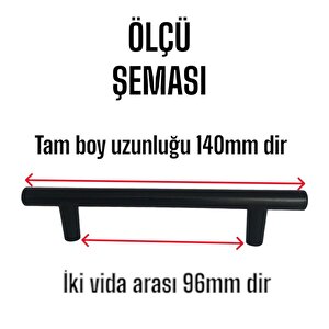 8 Adet Boy Kulp Mat Siyah 96 Mm Kulp Mobilya Mutfak Dolabı Çekmece Dolap Kapak Kulpu Kulbu Metal Kulpları