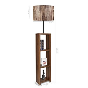 Dekoratif Raflı Ceviz Mdf Lambader Ağaç Desen Pvc Silindir Başlık