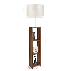 Dekoratif Raflı Ceviz Mdf Lambader Krem Pvc Silindir Başlık