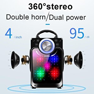Kts-822s Ledli Kumandalı Bluetooth Hoparlör Usb-tf-fm Radyo Siyah