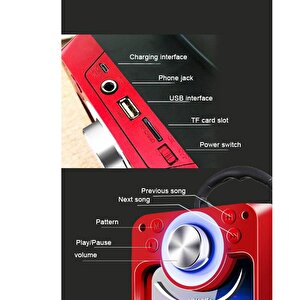 Kts-822s Ledli Kumandalı Bluetooth Hoparlör Usb-tf-fm Radyo Siyah