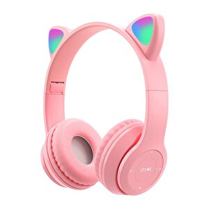 Torima P47m Sevimli Renkli Kedi Kulak Bluetooth Kulaklık Pembe