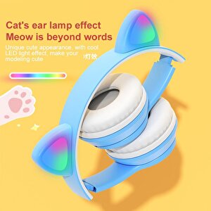 Torima P47m Sevimli Renkli Kedi Kulak Bluetooth Kulaklık Pembe