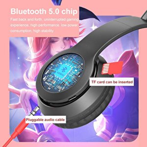 Torima P47m Sevimli Renkli Kedi Kulak Bluetooth Kulaklık Pembe