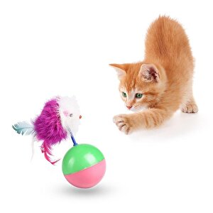 Kedi Oyun Topu Fareli Hacı Yatmaz Kedi Oyuncağı Evcil Hayvan Oyuncak