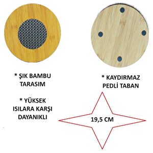 Bambu Nihale Altlık Çaydanlık Tencere Altlığı Kaymaz Taban Sıcak Geçirmez Masa Koruyucu