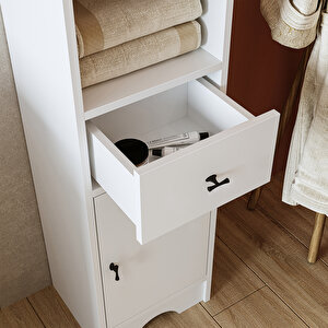 Roomart Banyo Dolabı Mdf 155 X 35 Cm Çekmeceli Banyo Boy Dolabı Mat Beyaz