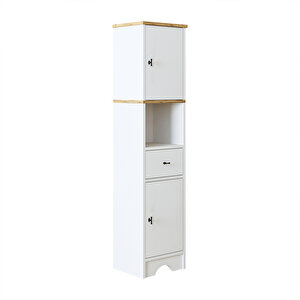 Roomart Banyo Dolabı Mdf 155 X 35 Cm Çekmeceli Banyo Boy Dolabı Mat Beyaz
