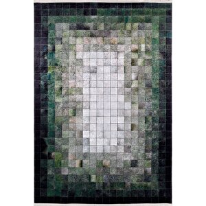 Modern Yeşil Dijital Baskı Yıkanabilir Hipoalerjenik Kaymaz Taban Halı Yolluk 80x300 cm