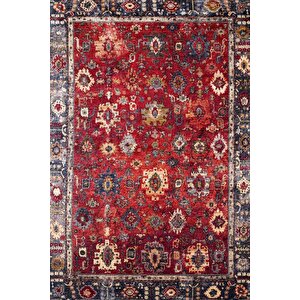 Klasik Kırmızı Salon&oturma Odası Yolluk&yatak Odası Dijital Baskılı Makinede Yıkanabilir Kaymaz Taban Saçaklı Halı Hk047 100x400 cm