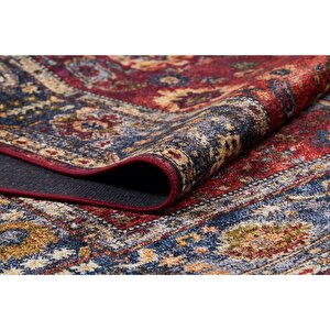 Klasik Kırmızı Salon&oturma Odası Yolluk&yatak Odası Dijital Baskılı Makinede Yıkanabilir Kaymaz Taban Saçaklı Halı Hk047 100x400 cm