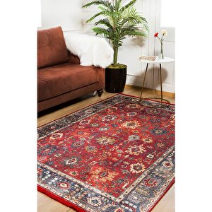 Klasik Kırmızı Salon&oturma Odası Yolluk&yatak Odası Dijital Baskılı Makinede Yıkanabilir Kaymaz Taban Saçaklı Halı Hk047