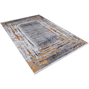 Modern Gri Geometrik Dijital Baskı Yıkanabilir Hipoalerjenik Kaymaz Taban Halı Yolluk