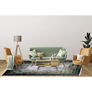 Modern Yeşil Dijital Baskı Yıkanabilir Hipoalerjenik Kaymaz Taban Halı Yolluk