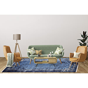 Modern Mavi Dijital Baskı Yıkanabilir Hipoalerjenik Kaymaz Taban Halı Yolluk Ha060 200x300 cm