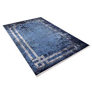 Modern Mavi Dijital Baskı Yıkanabilir Hipoalerjenik Kaymaz Taban Halı Yolluk Ha060 80x400 cm