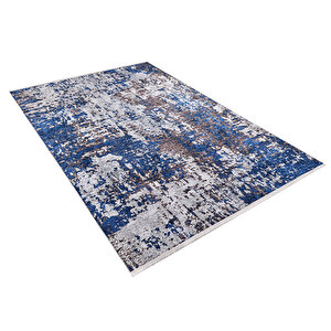 Modern Mavi Dijital Baskı Yıkanabilir Hipoalerjenik Kaymaz Taban Halı Yolluk Ha069 100x500 cm