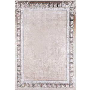 Modern Bej Dijital Baskı Yıkanabilir Hipoalerjenik Kaymaz Taban Halı Yolluk 200x300 cm